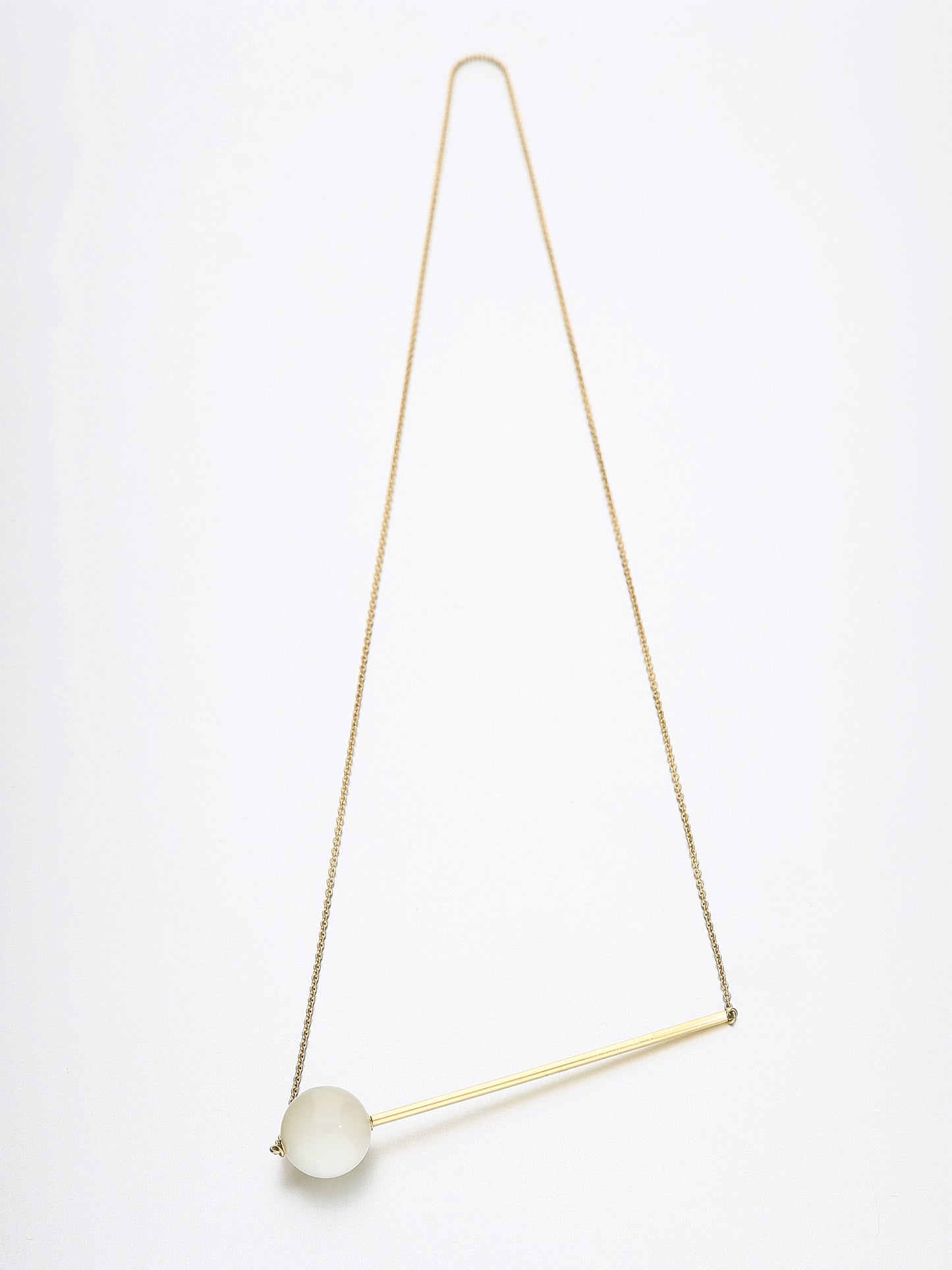 Abacus Moonstone Necklace, Yellow gold Full moon, white moonstone 12 mm