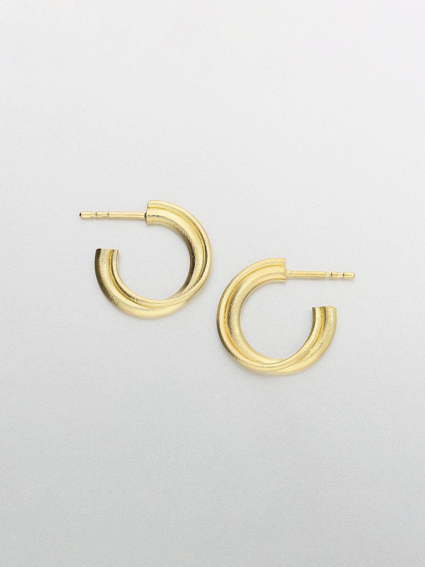 All time 16mm double hoop Earrings, Yellow Gold