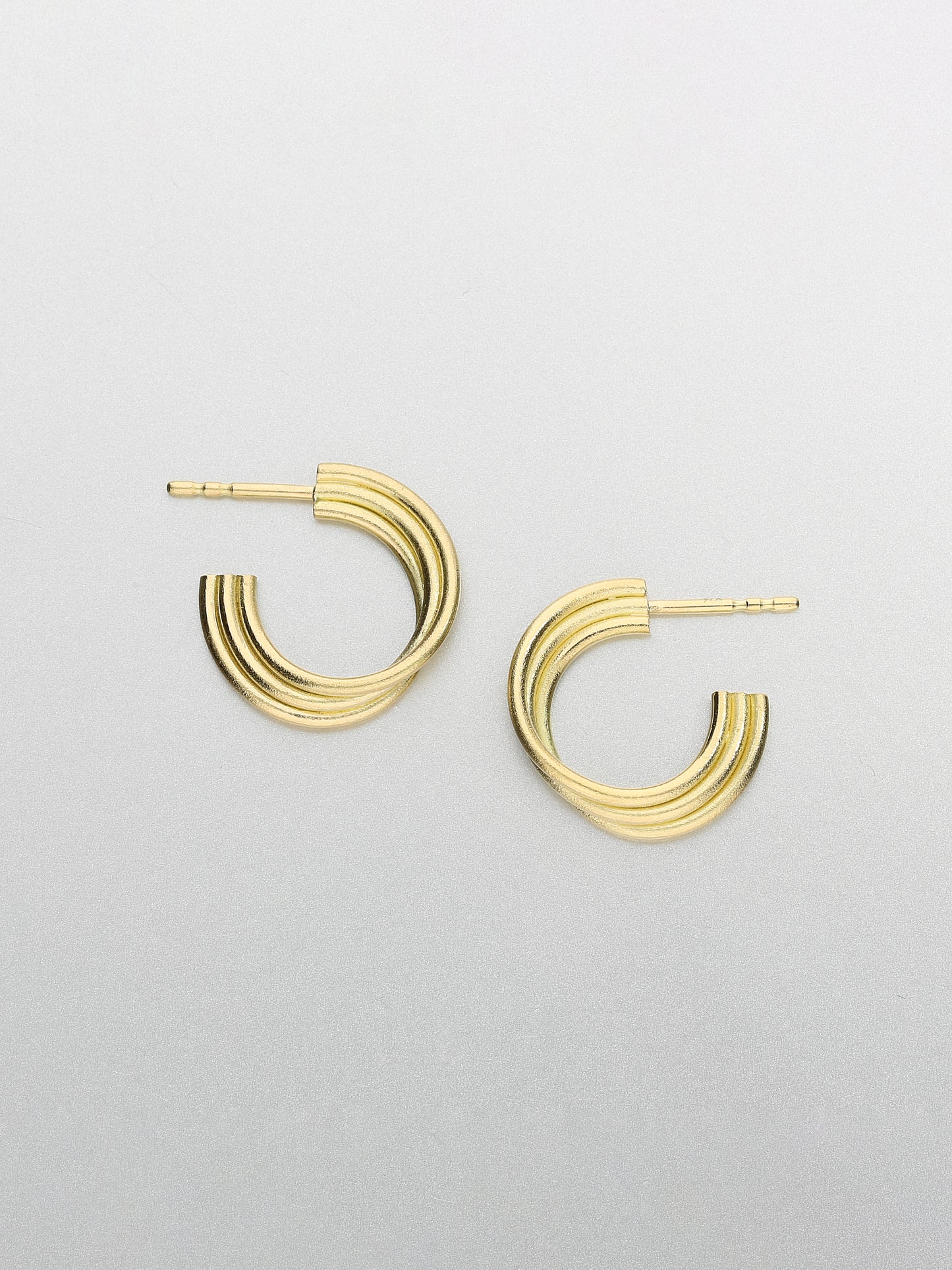 All time 16mm triple hoop Earrings, Yellow Gold