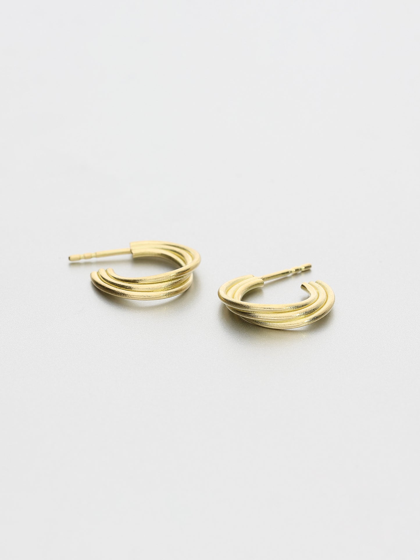 All time 16mm triple hoop Earrings, Yellow Gold