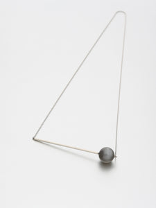 Abacus Moonstone Necklace, White gold with dark stormy grey moonstone 12 mm