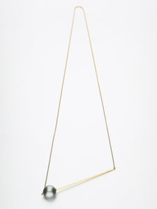 Abacus Pearl Necklace, Yellow gold with dark Tahitian pearl 11mm