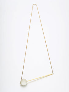 Abacus Moonstone Necklace, Yellow gold Full moon, white moonstone 12 mm