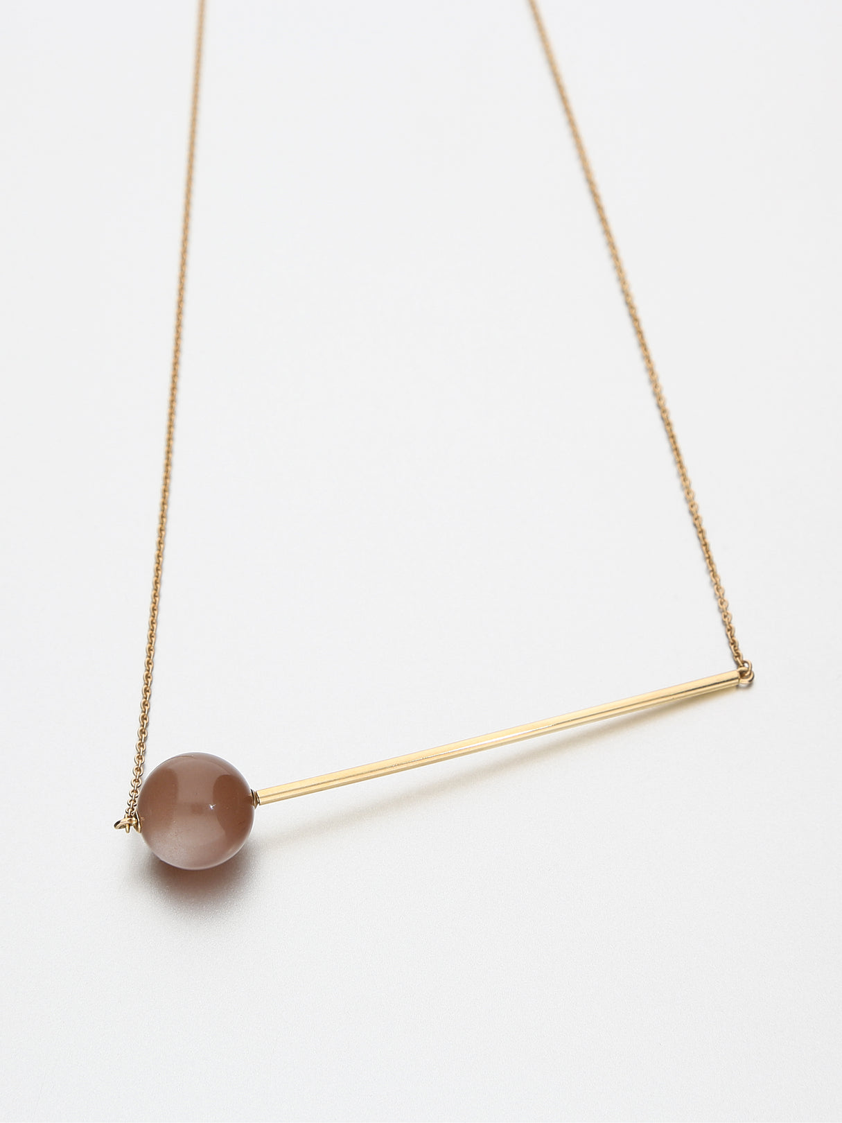 Abacus Moonstone Necklace, Rose gold with dark dusty pink moonstone 12 mm