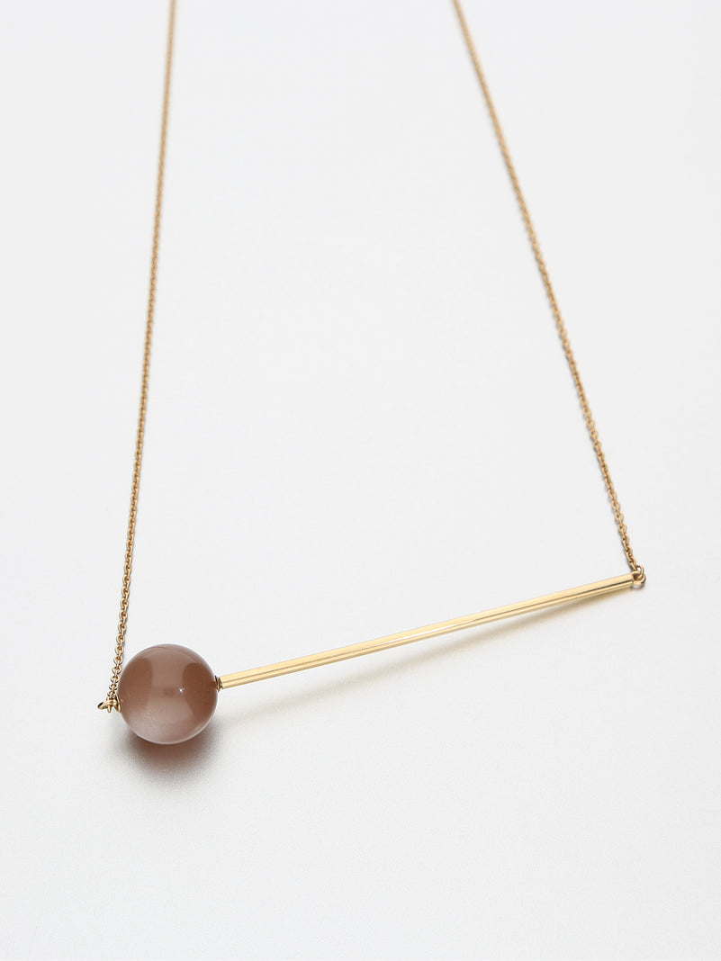 Abacus Moonstone Necklace, Rose gold with dark dusty pink moonstone 12 mm