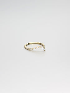 Ada curved band with diamonds, Yellow gold