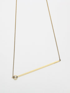 Abacus rose cut Diamond Necklace, Yellow gold with a white rose cut diamond