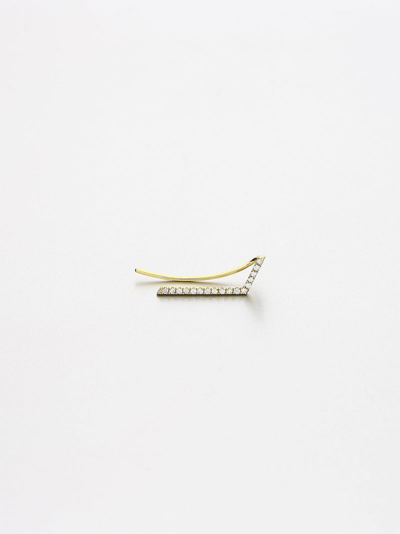 Vertex Ear Climber, Yellow or Rose gold right ear